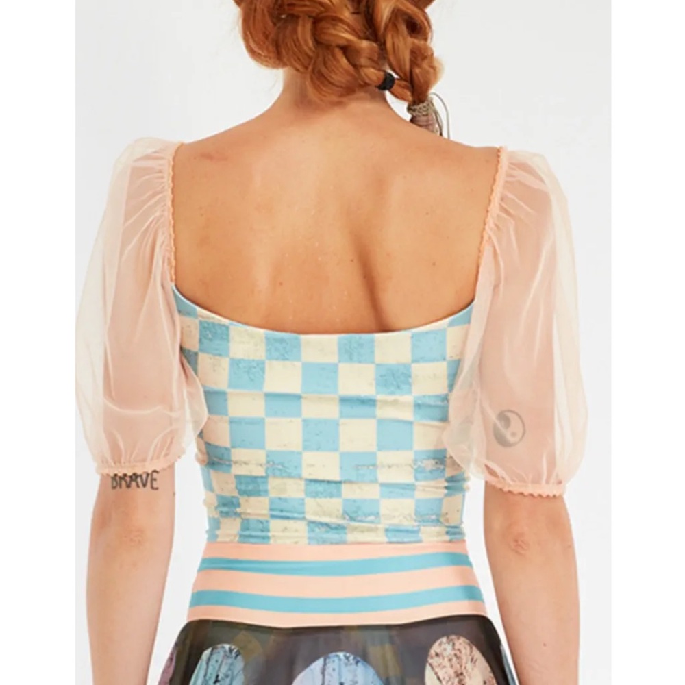 Checkered Blue and Pink Women's Blouse